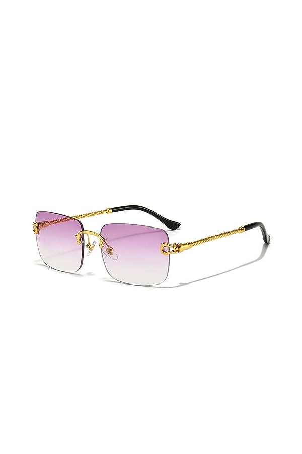 MUTYNE Lunettes de soleil carrées hommes mode sans monture métal luxe lunettes de soleil femmes rétro classique lunettes, or 