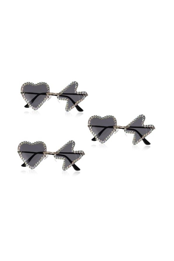 TENDYCOCO 3 Paires De Lunettes De Soleil Hip Hop Sans Monture Lunettes De Soleil Flamme Lunettes De Soleil De Fête À La Pisci