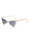 MUTYNE Cateye lunettes de soleil femmes lunettes de soleil dames strass conception Cat Eye Shades femme UV400, blanc laiteux,