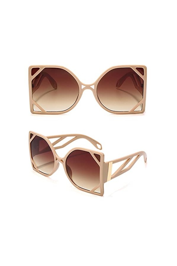 HPIRME Lunettes de soleil carrées surdimensionnées femmes Steampunk Vintage lunettes de soleil rétro Punk lunettes de soleil 