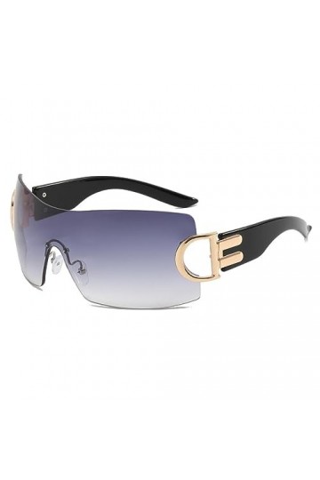 HPIRME Rimlesse femmes lunettes de soleil Vintage océan couleur lunettes femme lettre D décoration lunettes de soleil, noir d