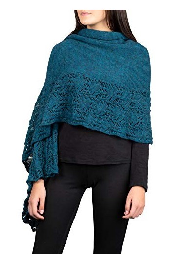 Kemailù ILARY Écharpe ajourée en laine mohair pour femme - Bleu - Taille unique