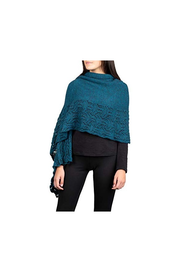 Kemailù ILARY Écharpe ajourée en laine mohair pour femme - Bleu - Taille unique