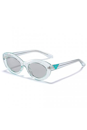 DUCO Cat Eye Lunettes de soleil rétro pour femme avec cadre ovale vintage Fashion Protection UV 1223, Bleu transparent