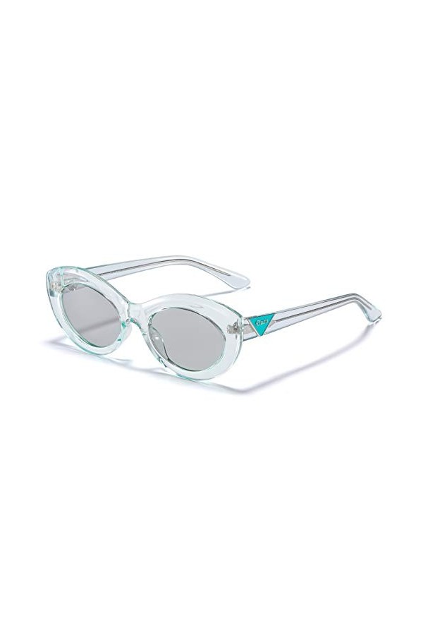 DUCO Cat Eye Lunettes de soleil rétro pour femme avec cadre ovale vintage Fashion Protection UV 1223, Bleu transparent