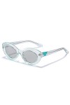 DUCO Cat Eye Lunettes de soleil rétro pour femme avec cadre ovale vintage Fashion Protection UV 1223, Bleu transparent