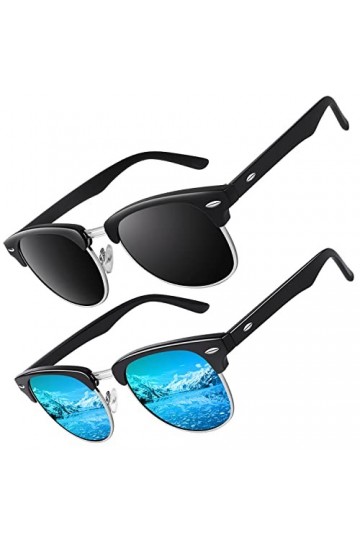 CGID Lunettes de Soleil Homme Femme Polarisées UV400 Classique Rétro Demi Monture Lunettes