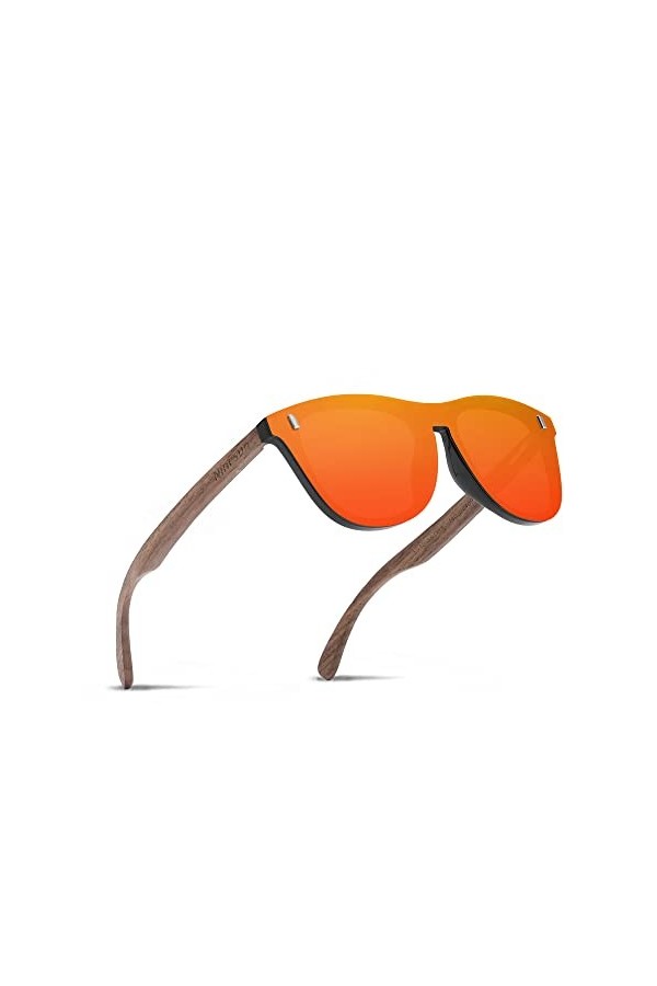 Ninesun lunettes de soleil polarisées en bois pour hommes et femmes Protection UV à la mode en plein air pour lunettes de con