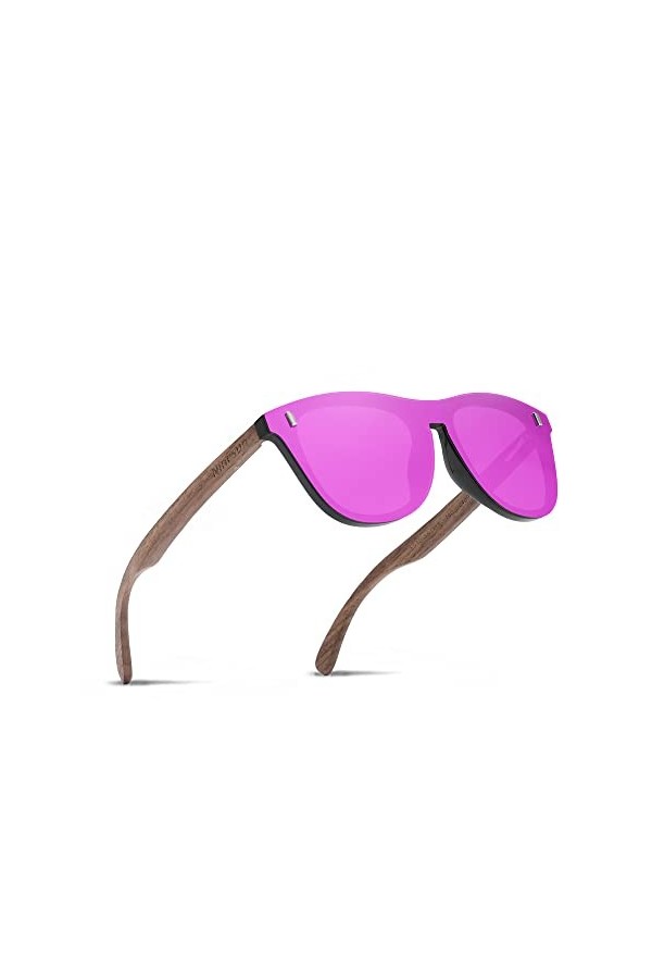 Ninesun lunettes de soleil polarisées en bois pour hommes et femmes Protection UV à la mode en plein air pour lunettes de con