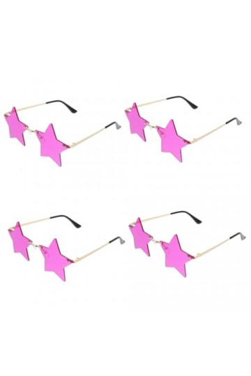 TENDYCOCO 4 Paires De Lunettes De Soleil De Fête Lunettes De Soleil Rouges En Forme DÉtoile Pour Femmes Lunettes Ondulées Sa