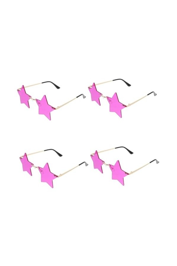 TENDYCOCO 4 Paires De Lunettes De Soleil De Fête Lunettes De Soleil Rouges En Forme DÉtoile Pour Femmes Lunettes Ondulées Sa