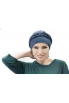 MASUMI Écharpes cancéreuses pour patients chimio | Couvre-chef en coton soyeux au toucher pour femme - Asha, bleu marine, tai