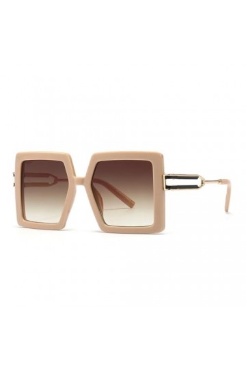 HPIRME Lunettes de soleil carrées surdimensionnées pour femmes et hommes, lunettes de soleil rétro dégradées UV400, thé beige