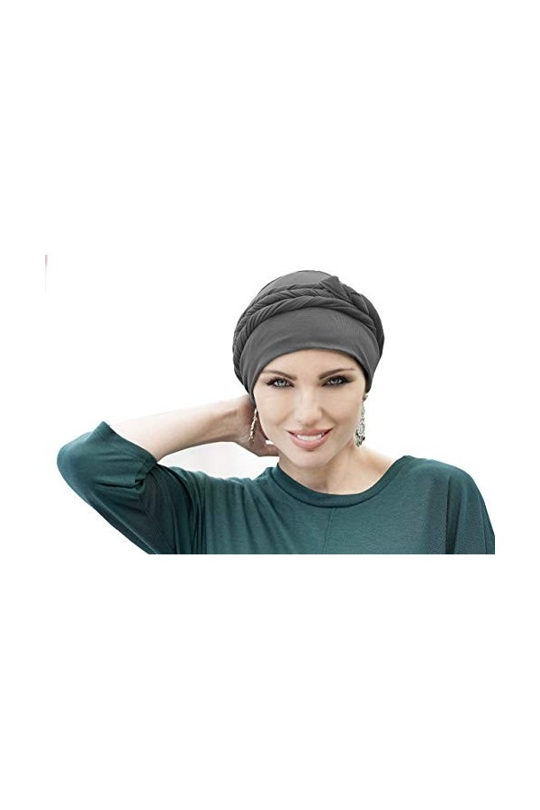 MASUMI Écharpes cancéreuses pour patients chimio | Couvre-chef en coton soyeux au toucher pour femme - Asha, bleu marine, tai