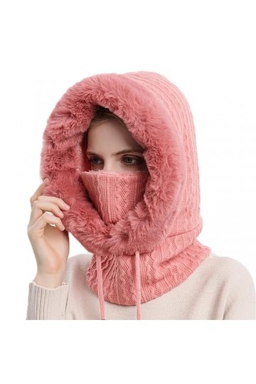 Kuukaas Bonnet et écharpe dhiver 2 en 1 pour femme - Cagoule de ski - Coupe-vent, Rose 2., taille unique