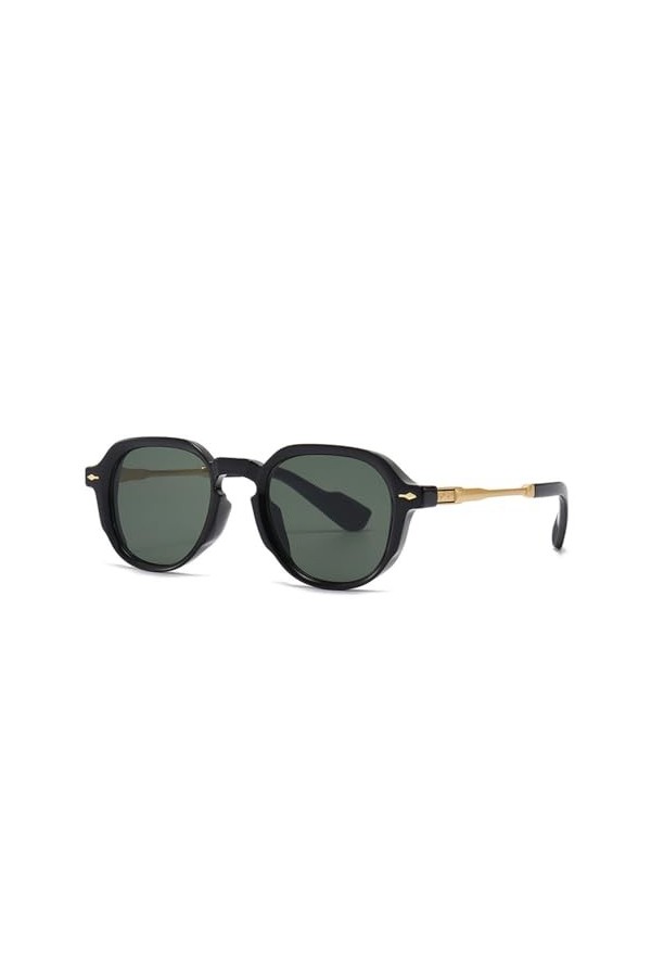 MUTYNE Lunettes de Soleil Ovales Rétro Femmes Rivets Nuances Dégradées UV400,Noir Vert Foncé,Taille Unique