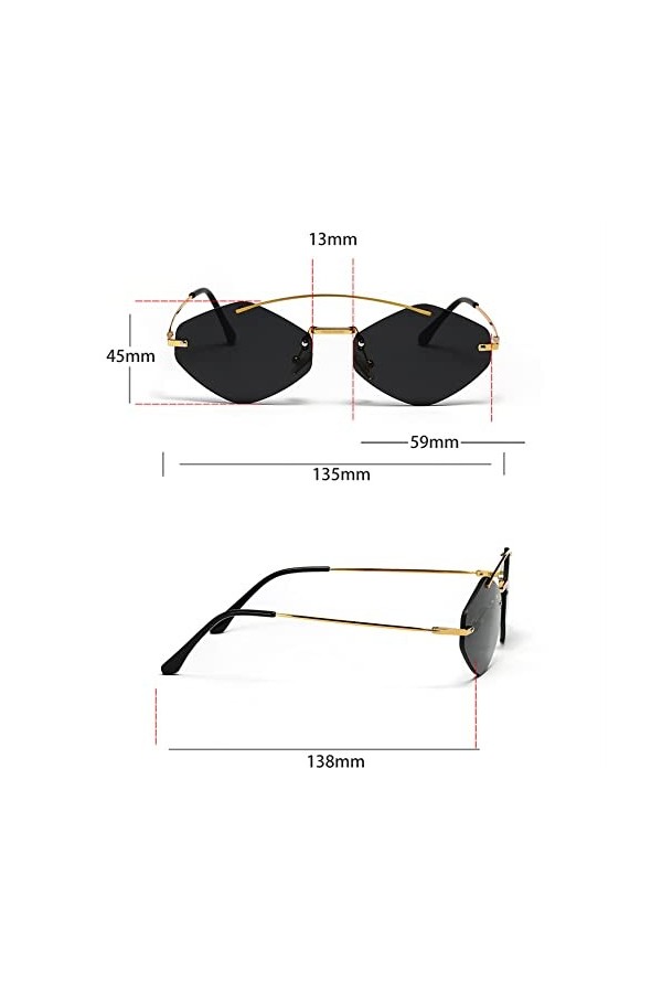 HPIRME Lunettes de soleil surdimensionnées femmes nuances Vintage strass lunettes de soleil dégradé cadre UV400 femmes lunett