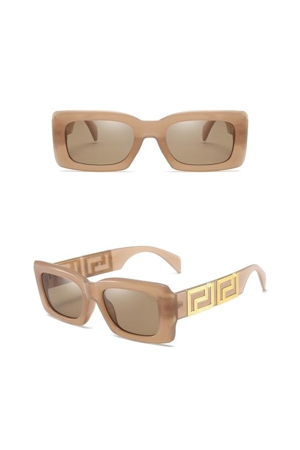 HPIRME Lunettes de soleil carrées pour hommes Rivet Retro Femmes Lunettes de soleil UV400, 4, Taille unique