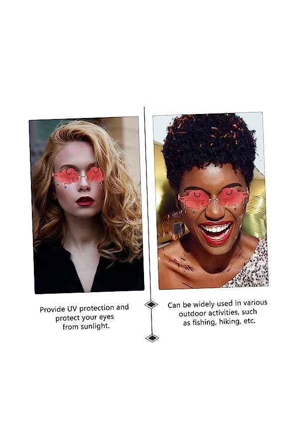 ifundom 3 Pièces Sans Lunettes De Soleil Accessoires Photo De Bal Mode Femme Vêtements Punk Vêtements Nuage Lunettes Sans Mon