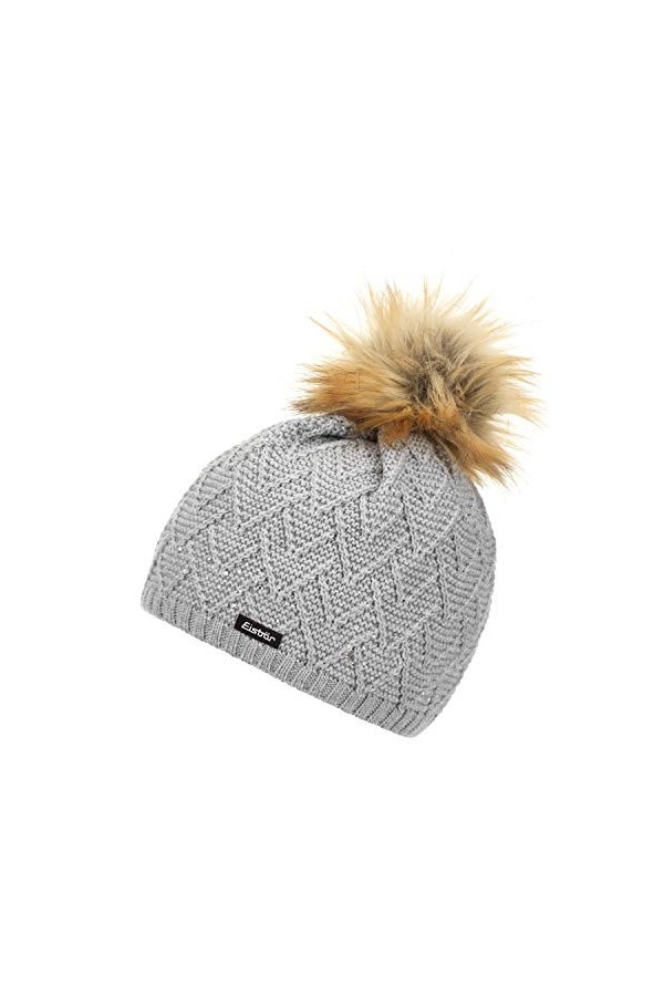 Eisbär Isabella Lux Crystal Bonnet pour Femme Taille Unique Gris Clair/Marron