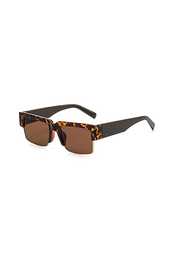 HCHES Petites lunettes de soleil carrées femmes lunettes de soleil en métal hommes lunettes rétro, 5, taille unique