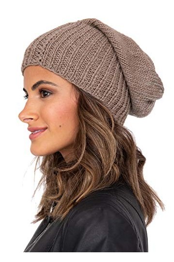 likemary Bonnet pour femme – Bonnet souple en laine mérinos tricoté doux pour femme, moka, taille unique