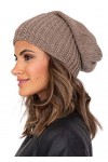 likemary Bonnet pour femme – Bonnet souple en laine mérinos tricoté doux pour femme, moka, taille unique