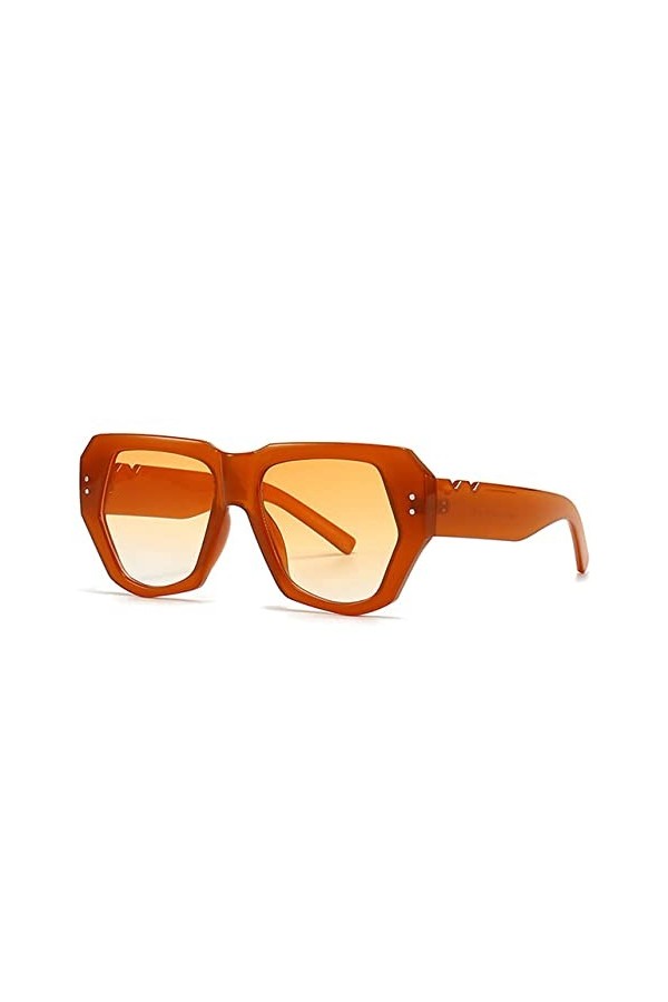 HPIRME Rétro polygone Cat Eye femmes lunettes de soleil dégradé nuances UV400 hommes Rivets lunettes de soleil, dégradé orang