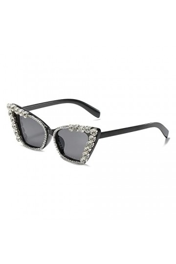 HPIRME Lunettes de soleil œil de chat femmes hommes Vintage Punk strass lunettes de soleil lunettes femme UV400, 1, taille un