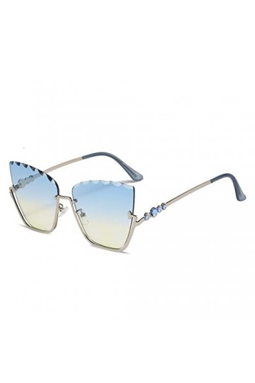 HPIRME Lunettes de soleil yeux de chat semi-sans monture femmes lunettes de soleil Cateye pour dames lunettes de soleil demi-