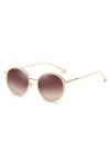 HCHES Lunettes de soleil polarisées rondes pour femmes, monture en métal, lunettes de soleil pour femmes, lunettes roses miro