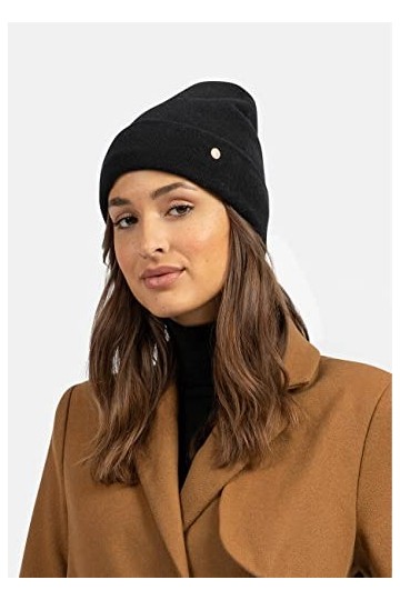 BICKLEY + MITCHELL 2173-01-12-20 Bonnet en Cachemire et Laine mérinos pour Femme, Noir, Taille Unique