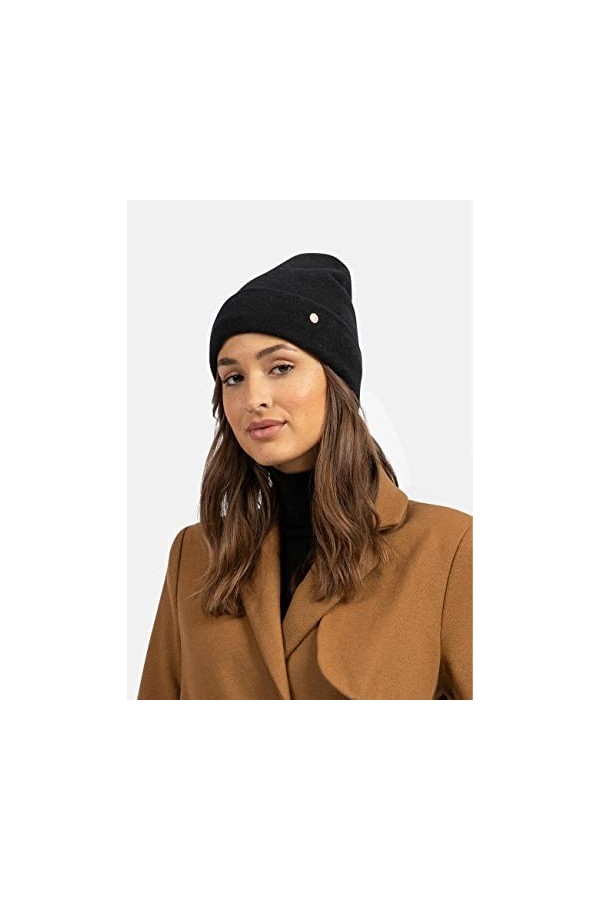 BICKLEY + MITCHELL 2173-01-12-20 Bonnet en Cachemire et Laine mérinos pour Femme, Noir, Taille Unique