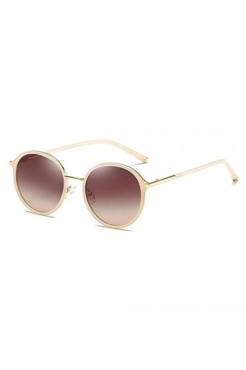 HCHES Lunettes de soleil polarisées rondes pour femmes, monture en métal, lunettes de soleil pour femmes, lunettes roses miro