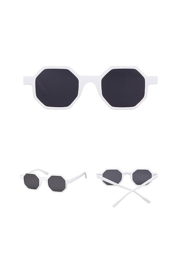 HPIRME Vintage femmes octogone lunettes de soleil maigre cadre carré lunettes de soleil, C1, taille unique