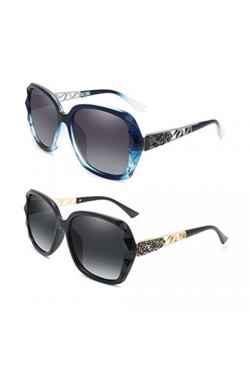 La Bicoque Lunettes de soleil polarisées surdimensionnées pour hommes et femmes, cadre carré étincelant protection UV, noir +