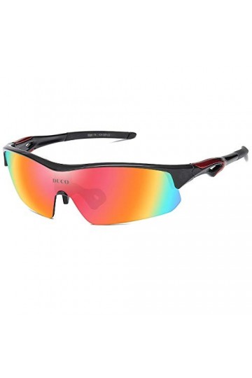 DUCO Lunettes de vélo pour homme et femme - Lunettes de soleil pour sports dextérieur - Avec 5 verres interchangeables UV400