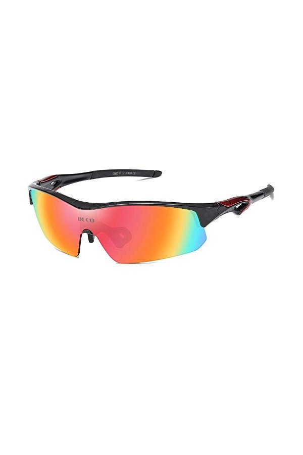 DUCO Lunettes de vélo pour homme et femme - Lunettes de soleil pour sports dextérieur - Avec 5 verres interchangeables UV400