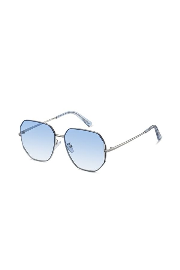 SERONI Lunettes de soleil polarisées vintage polygone avec monture en métal pour homme et femme Verres miroir rétro pour la c