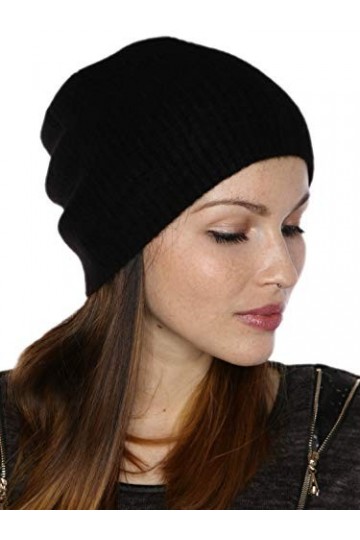 prettystern Bonnet tricoté chapeau Pure Cachemire Cashmere Unisex One-size Beanie - Nior