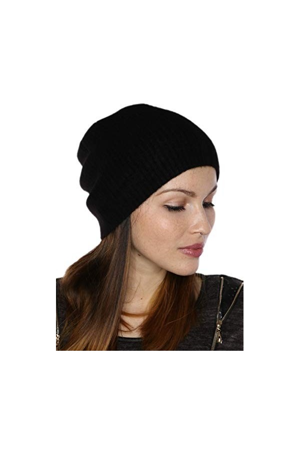prettystern Bonnet tricoté chapeau Pure Cachemire Cashmere Unisex One-size Beanie - Nior