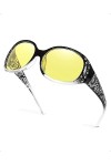 SIPHEW Lunettes de conduite polarisées à vision nocturne enveloppantes : design rétro, protection UV, anti-reflets, strass ét