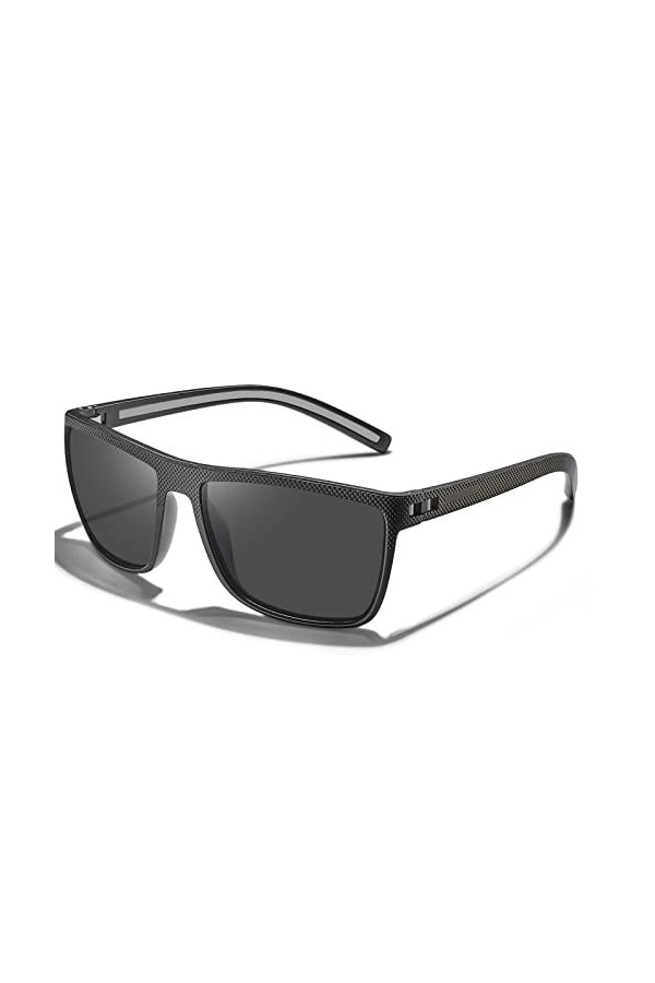 AVAWAY Lunettes de soleil polarisées pour homme TR90 Monture super légère Protection UV400 Lunettes de soleil carrées CAT 3