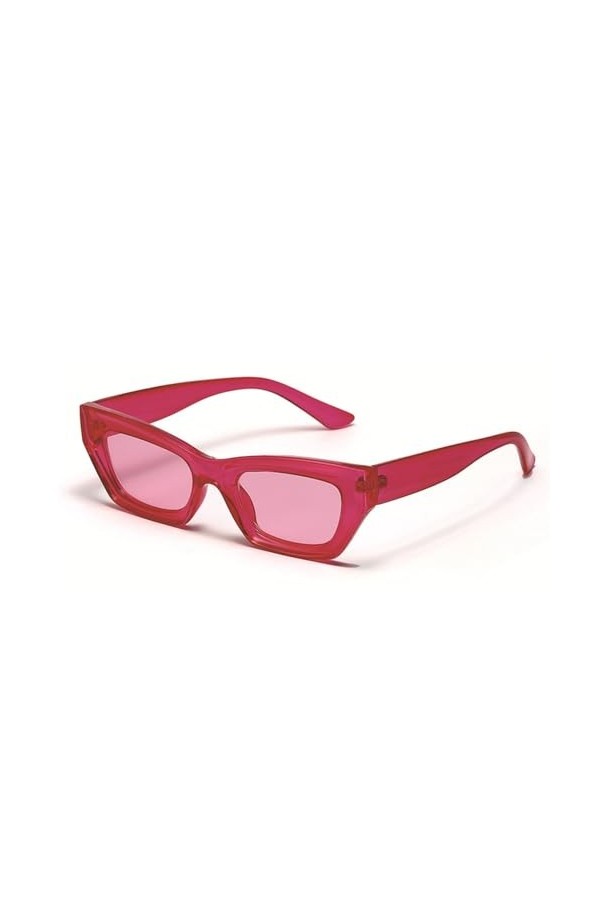 HCHES Lunettes de Soleil rectangulaires pour Femmes, Lunettes de Soleil pour Hommes, Lunettes Anti-UV, Rose Rouge, Taille Uni
