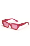 HCHES Lunettes de Soleil rectangulaires pour Femmes, Lunettes de Soleil pour Hommes, Lunettes Anti-UV, Rose Rouge, Taille Uni