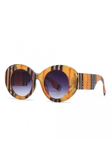 HCHES Lunettes de soleil rondes surdimensionnées pour femmes, lunettes de soleil punk à rayures vintage pour lunettes pour ho
