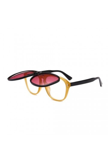 Lunettes de Soleil Carrées Surdimensionnées Femmes Personnalité Flip Up Lunettes de Soleil Grises Hommes Double Lunettes Lune