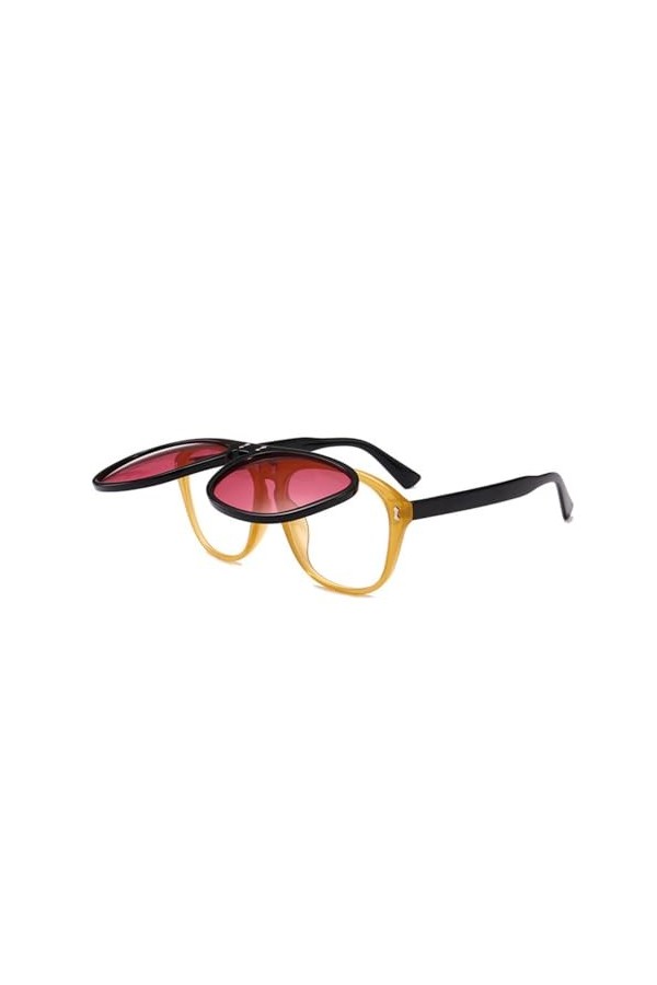 Lunettes de Soleil Carrées Surdimensionnées Femmes Personnalité Flip Up Lunettes de Soleil Grises Hommes Double Lunettes Lune