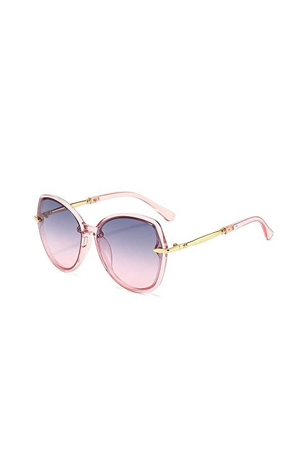 HCHES Lunettes de soleil Lunettes de soleil All-Match en métal pour femme Lunettes de soleil à monture large Lunettes de sole