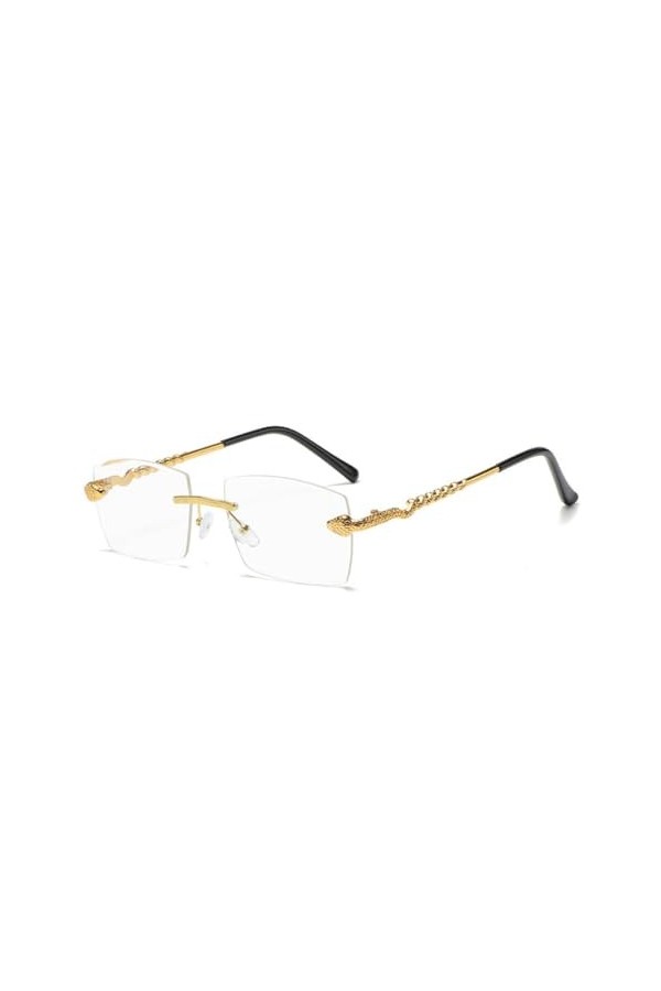 MUTYNE Lunettes de Soleil sans Monture Hommes Petites Lunettes de Soleil carrées en métal Serpentine pour Femmes Tendance Lun